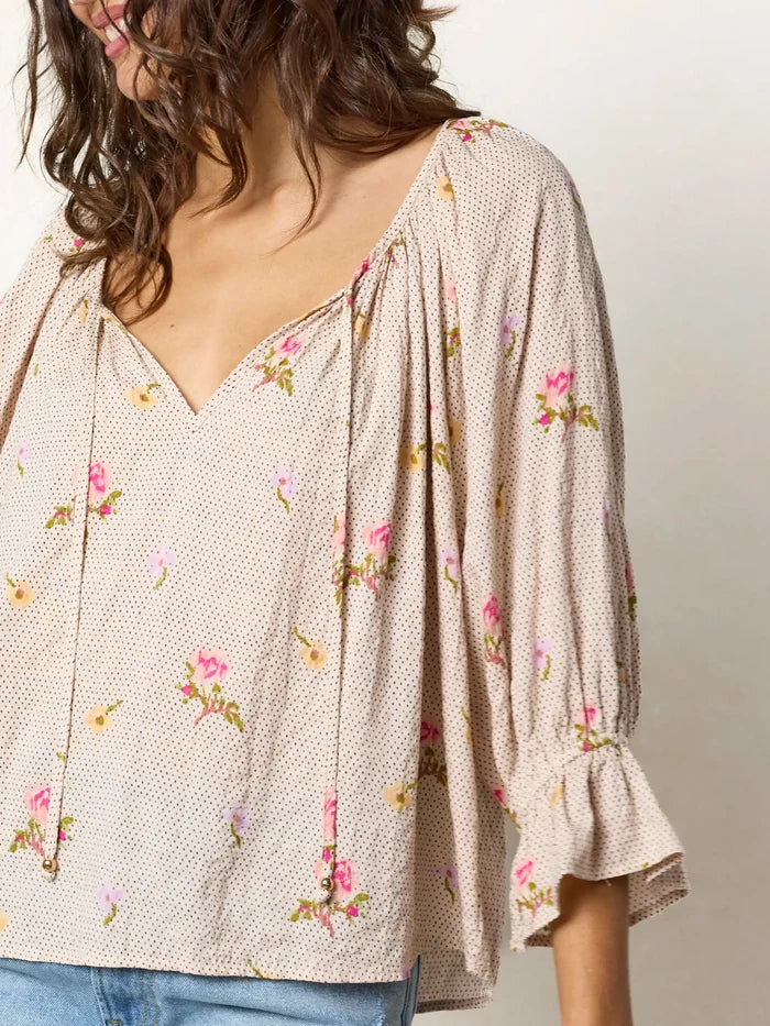 Magnolia Top - Pin Dot Prairie Cream-view 1