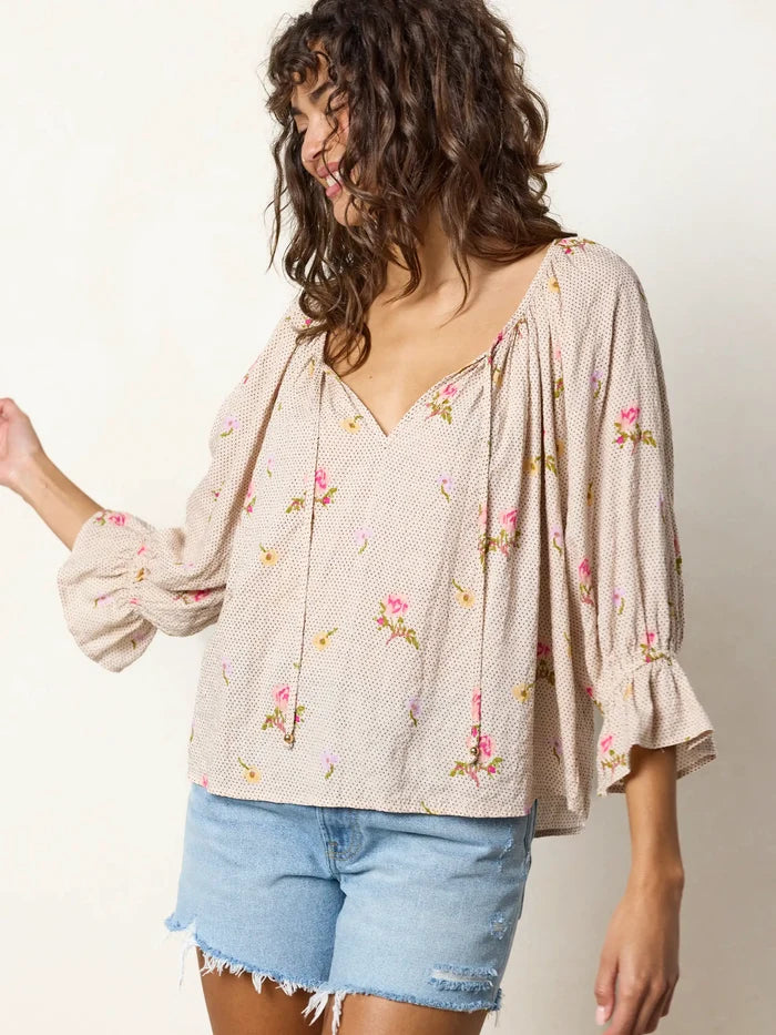 Magnolia Top - Pin Dot Prairie Cream-view 2