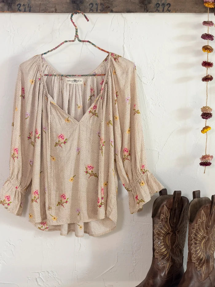 Magnolia Top - Pin Dot Prairie Cream-view 4