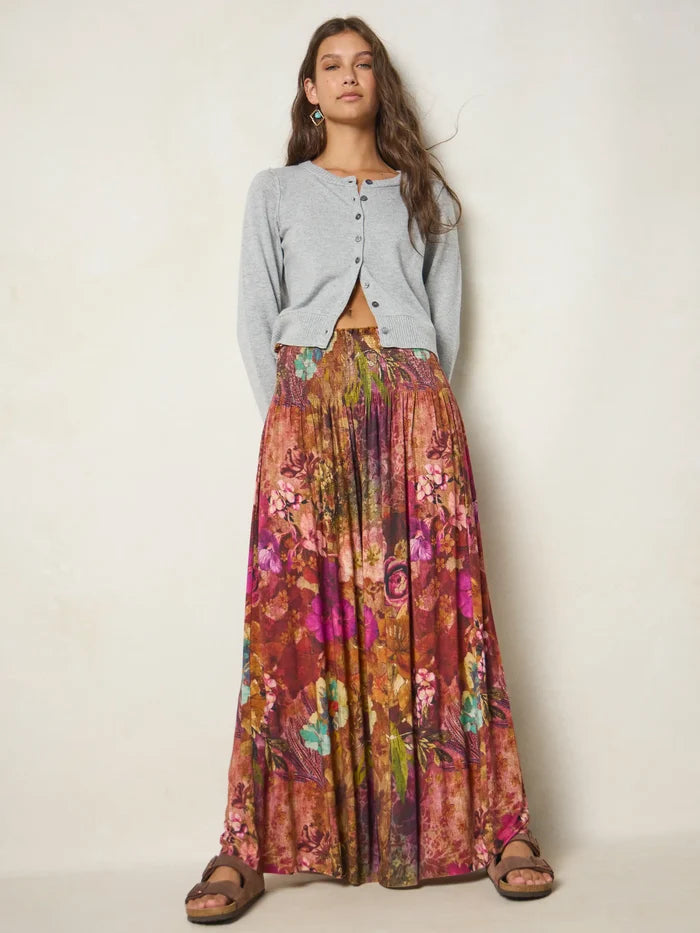 Make A Move "ButterSoft" Knit Palazzo Pants - Electric Garden Autumn-view 1