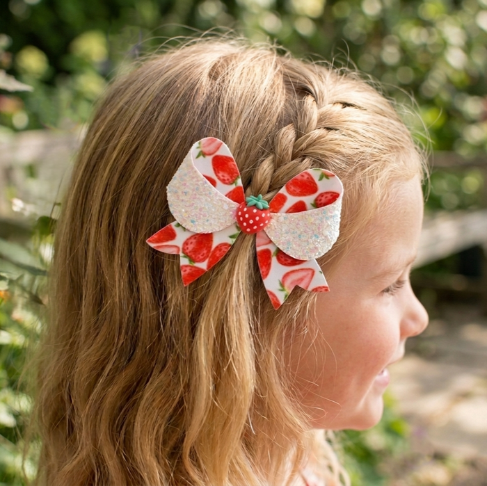 Matilda Bow Hair Clip  - Strawberries