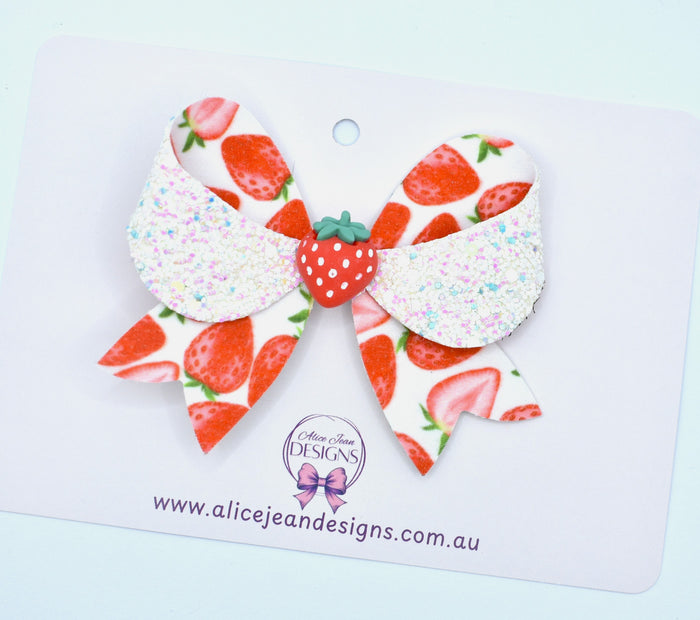 Matilda Bow Hair Clip  - Strawberries