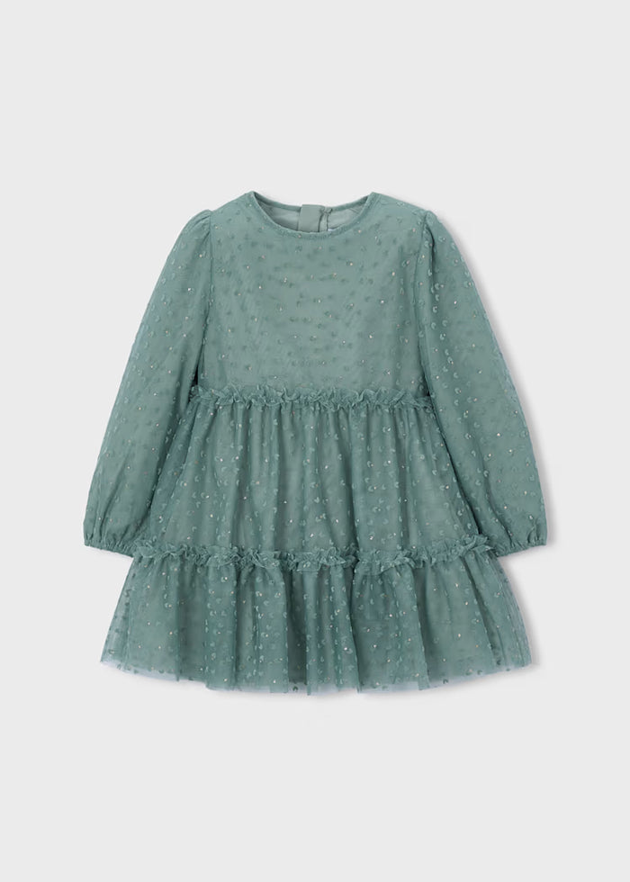 Mayoral Tulle Printed Dress-Bayleaf