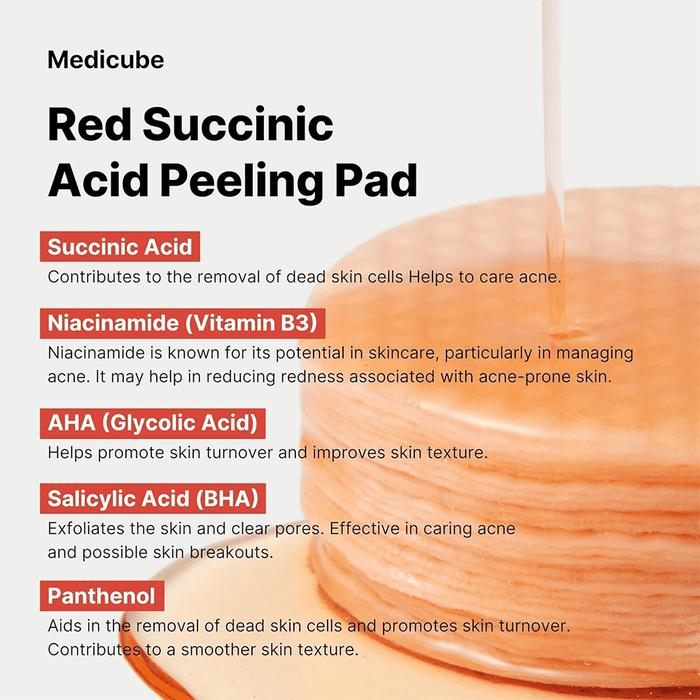 Medicube Red Succinic Peeling Pad 155g - Beauty Tribe