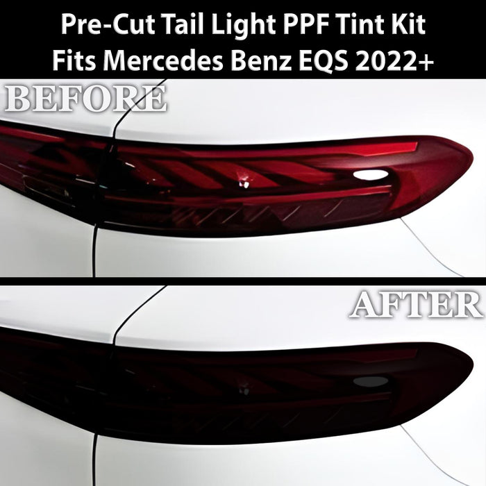 Full Headlight Taillight Precut Smoked PPF Tint Kit Film Overlay Fits Mercedes Benz EQS 2022 - 2025 - Bogar Tech Designs