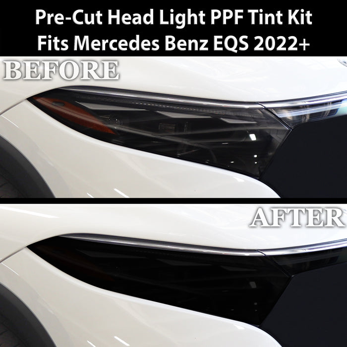Full Headlight Taillight Precut Smoked PPF Tint Kit Film Overlay Fits Mercedes Benz EQS 2022 - 2025 - Bogar Tech Designs