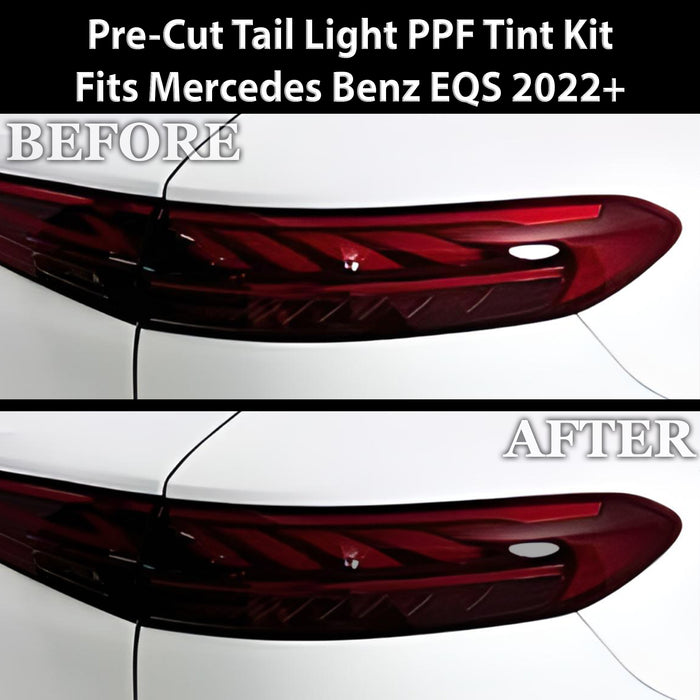 Full Headlight Taillight Precut Smoked PPF Tint Kit Film Overlay Fits Mercedes Benz EQS 2022 - 2025 - Bogar Tech Designs