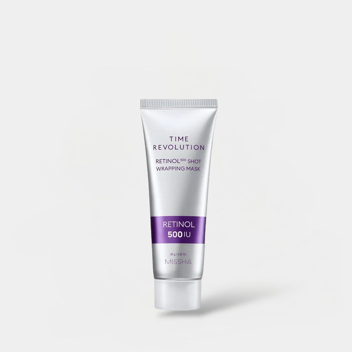 Missha Time Revolution Retinol 500 Shot Wrapping Mask 80g ميشا تايم ريفوليوشن ريتينول 500 قناع تغليف بالرصاص - Princess Cosmetics Qatar