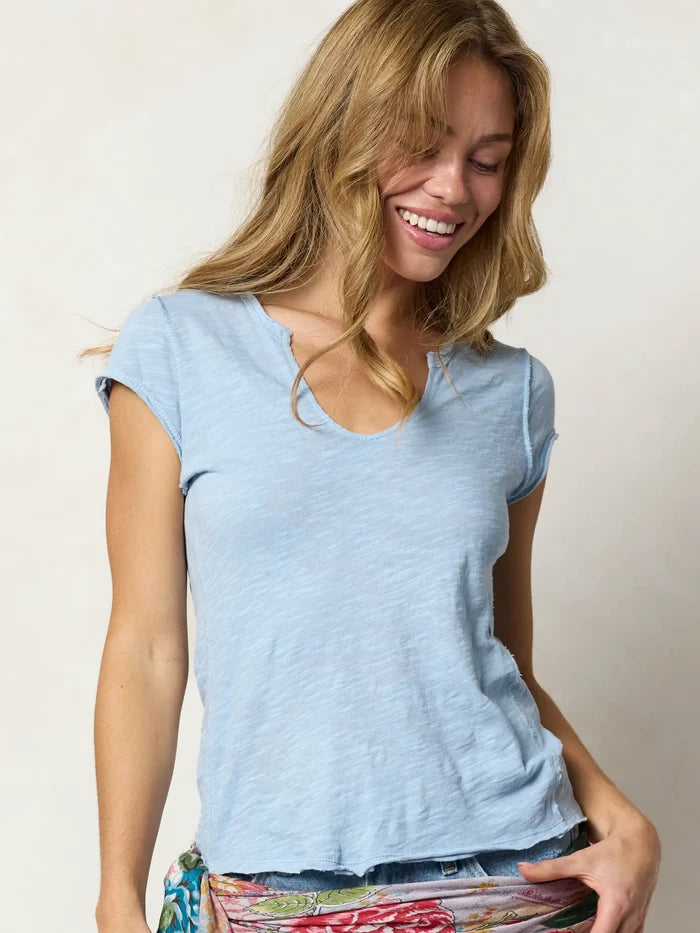 Molly Cotton Tee Shirt - Light Blue-view 1