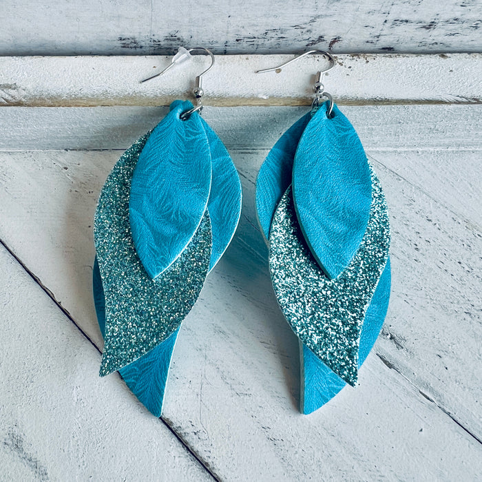 Mystical Feather Faux Leather Teardrop Ear Bling Two Styles Available