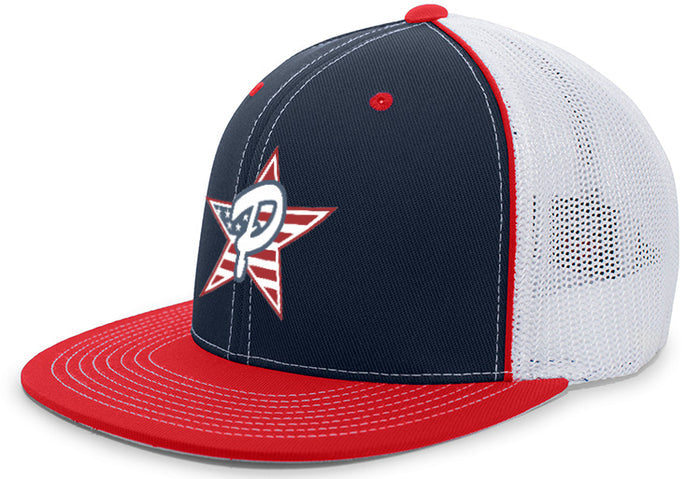 Navy, White & Red Mesh Hat