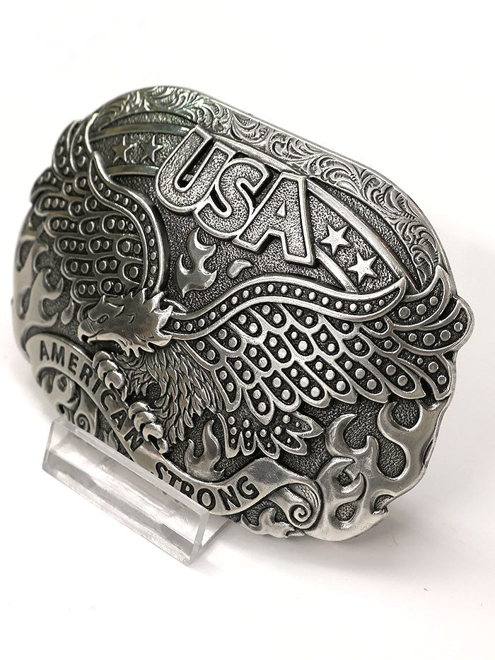 Nocona American Strong USA Soaring Eagle Belt Buckle Antique Silver