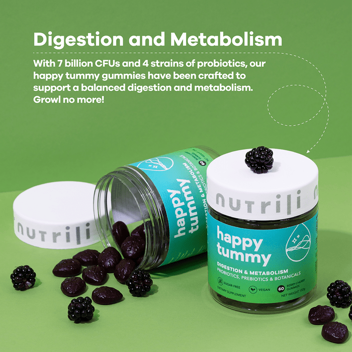 Nutrili Happy Tummy 60 Sugar Free Gummies Probiotics - Beauty Tribe
