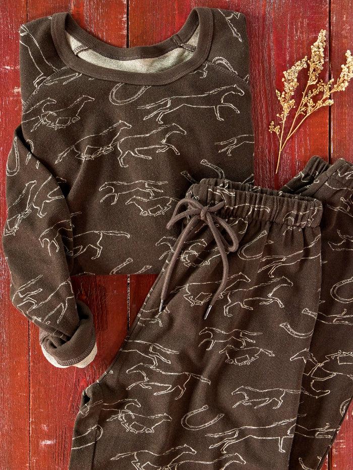 Old School Cotton Jogger Pants - Western Wild Chocolate-view 1