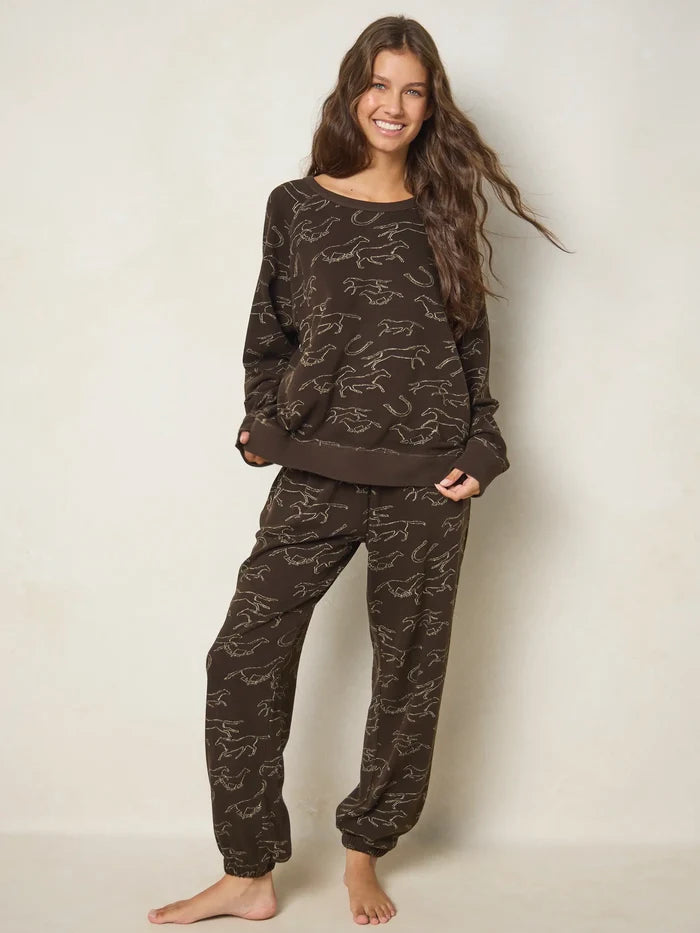 Old School Cotton Jogger Pants - Western Wild Chocolate-view 3