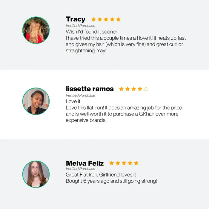 Verified reviews of the One Control Titanium Flat Iron: Tracy and Melva Feliz give five stars, lissette ramos four stars