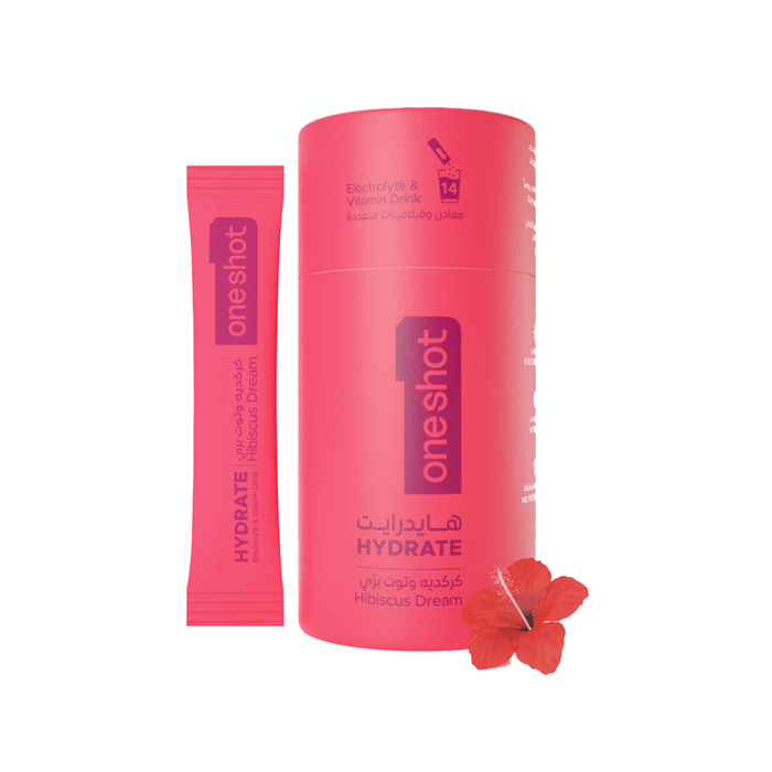 Oneshot Hydrate Electrolyte & Vitamin Drink Mix Hibiscus Dream (14 Sticks) - Beauty Tribe