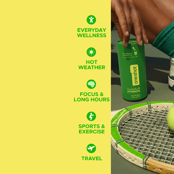 Oneshot Hydrate Electrolyte & Vitamin Drink Mix Lime Burst (14 Sticks) - Beauty Tribe