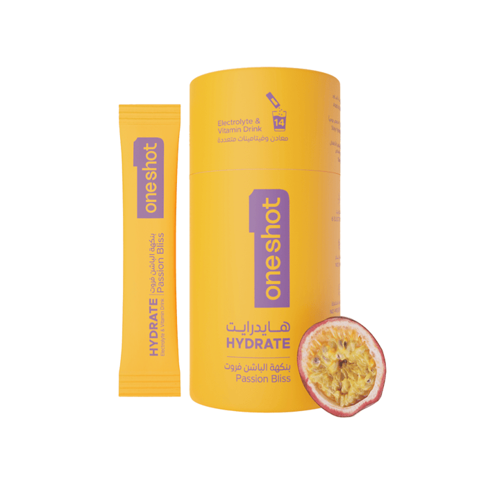 Oneshot Hydrate Electrolyte & Vitamin Drink Mix Passion Bliss (14 Sticks) - Beauty Tribe