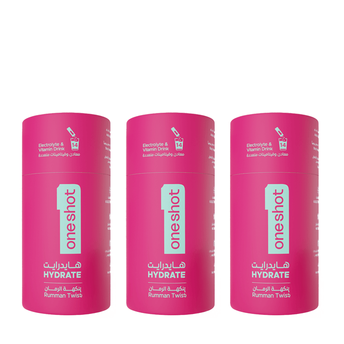 Oneshot Hydrate Electrolyte & Vitamin Drink Mix Rumman Twist 3 Pack Set - Beauty Tribe