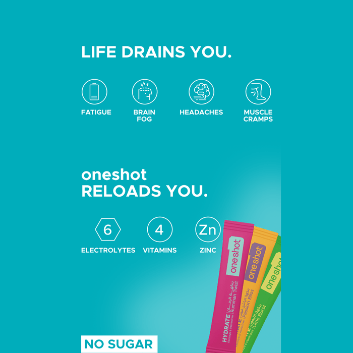 Oneshot Hydrate Electrolyte & Vitamin Drink Mix Taste Pack (3 Sticks) - Beauty Tribe