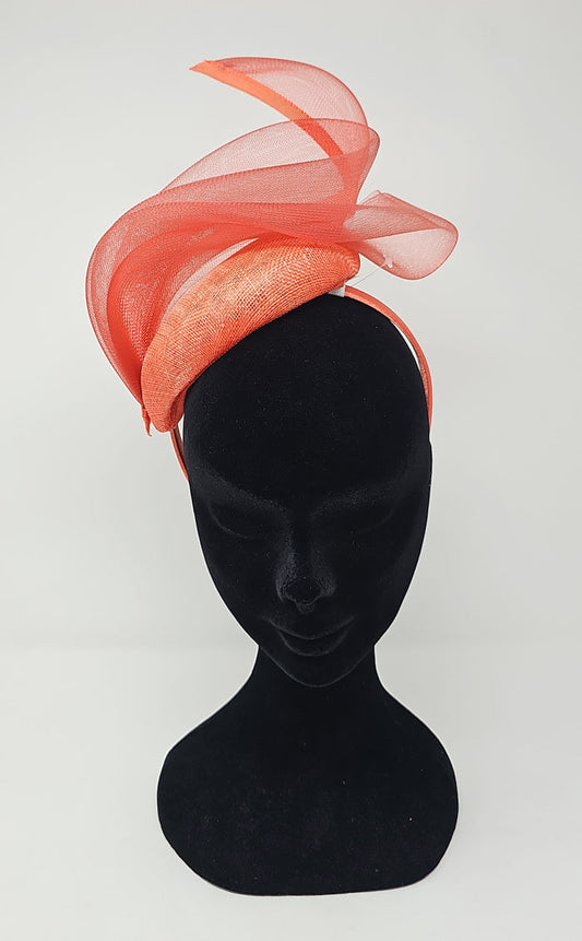 Orange Mesh Stacked Net Hairband Fascinator