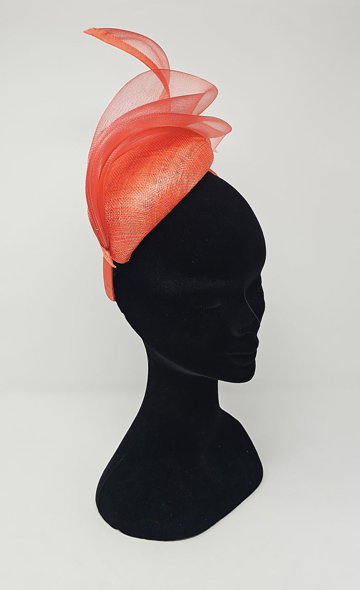 Orange Mesh Stacked Net Hairband Fascinator