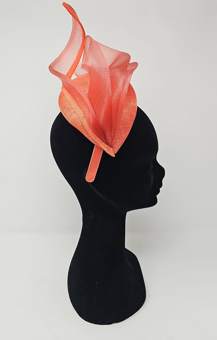 Orange Mesh Stacked Net Hairband Fascinator