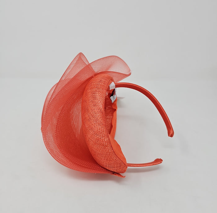 Orange Mesh Stacked Net Hairband Fascinator