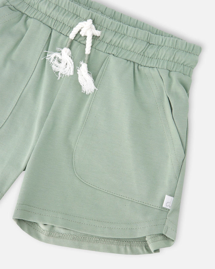 Organic Cotton Jersey Shorts Sage Green-4