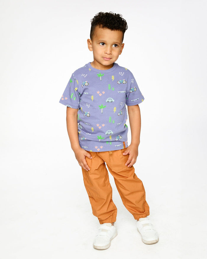 Organic Cotton Jersey T-Shirt Blue Bicycle Print-1