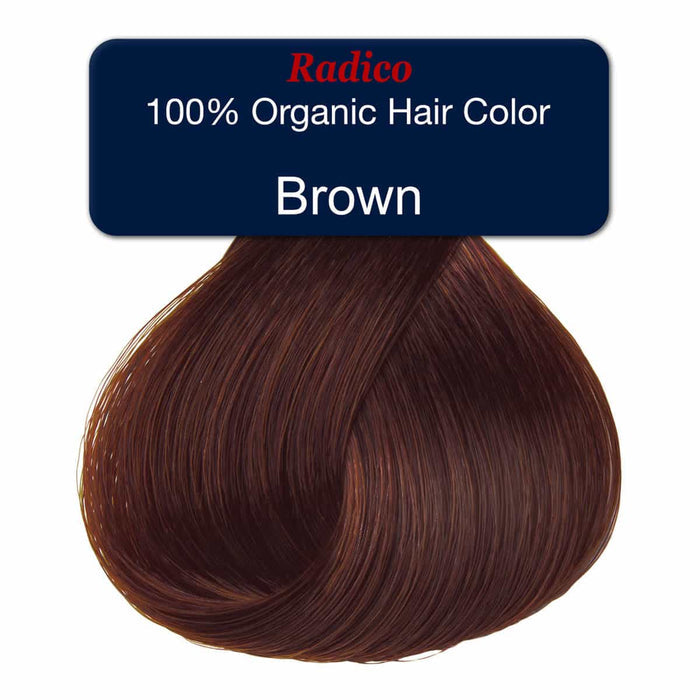 Brown hair colour with Radico branding on a white background.