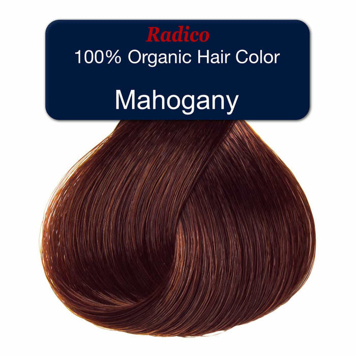 Mahogany hair colour with Radico branding on a white background.