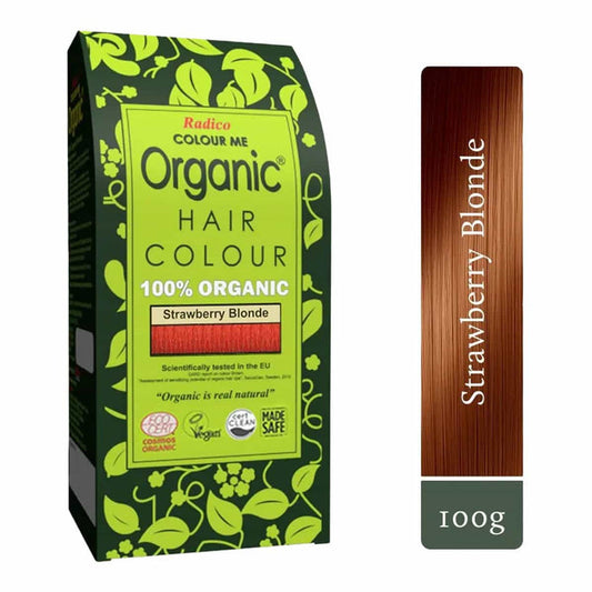 Organic Hair Colour package with green and brown design, featuring 'Radico Colour Me Organic' brand.