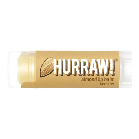 Tube of almond organic lip balm.