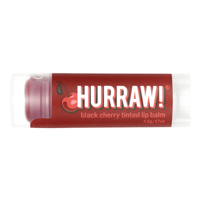 Tube of black cherry tinted organic lip balm.