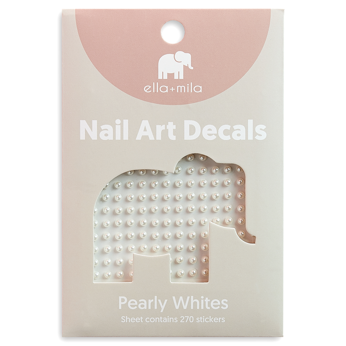 Pearly Whites pearl nail art decals in packaging – ella+mila