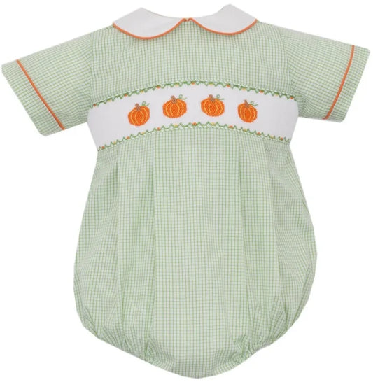 Petit Bebe Pumpkin Boys Green Check Bubble