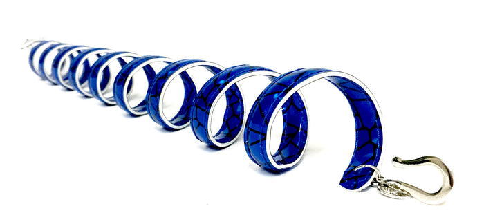 Holographic Blue Ponytail Wrap – 12" Faux Leather Hair Accessory side view