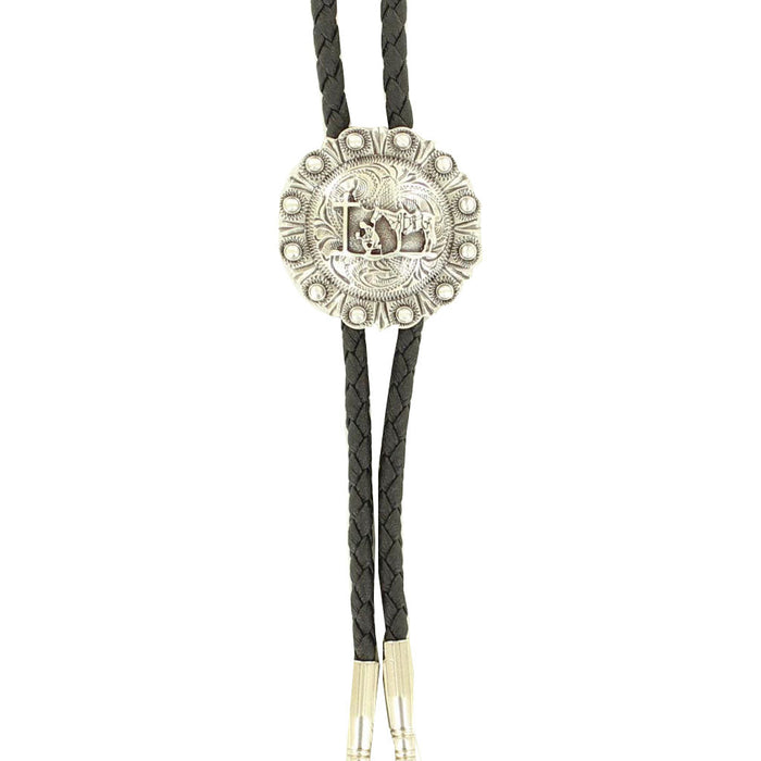 Praying Cowboy Silver Bolo Tie