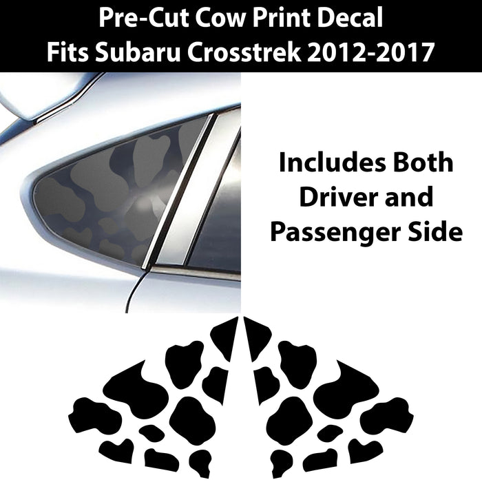 Precut Rear Quarter Window Cow Print Vinyl Decal Fits Subaru CrossTrek XV 2012 - 2017 - Bogar Tech Designs