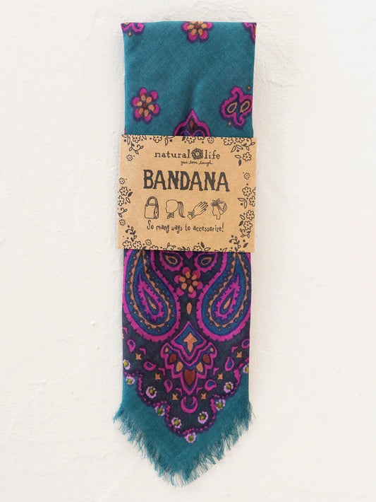 Printed Cotton Bandana - Charcoal Brimfield-view 1