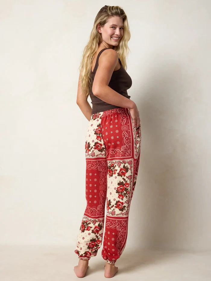 Printed Jogger Pants - Western Handkerchief Brick-view 4
