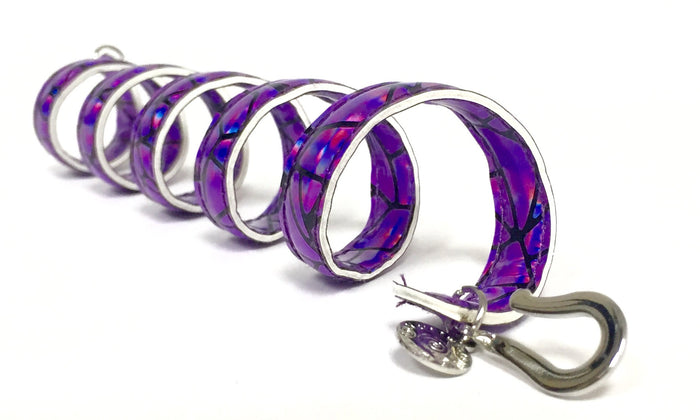 Purple Holographic Ponytail Wrap - Faux Leather Hair Twister side view