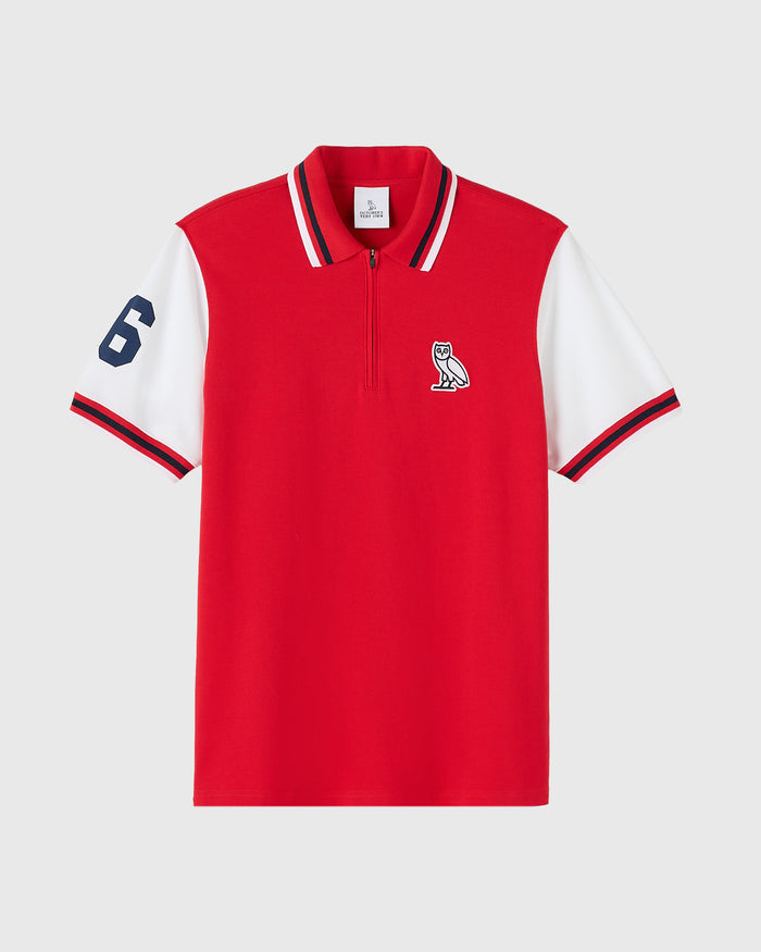 Quarter-Zip Short Sleeve Polo - Red