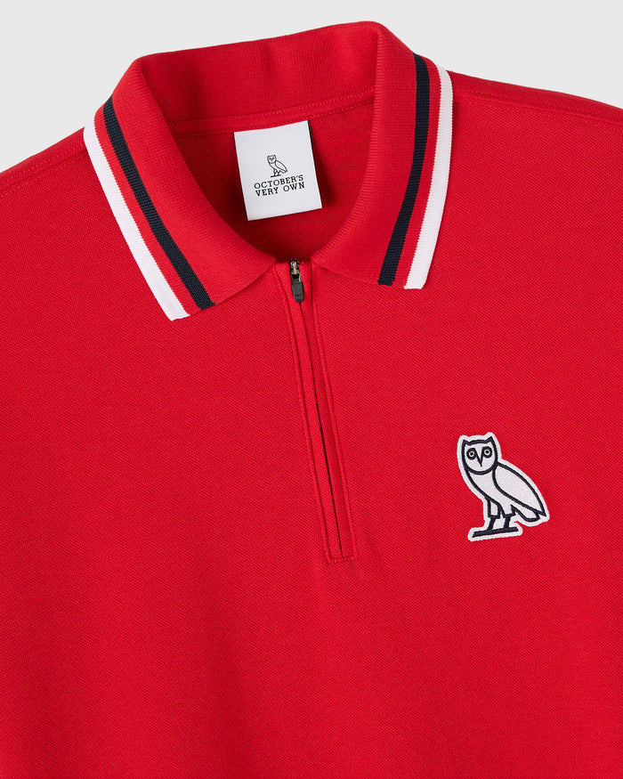 Quarter-Zip Short Sleeve Polo - Red