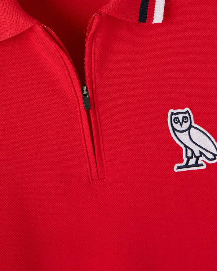 Quarter-Zip Short Sleeve Polo - Red
