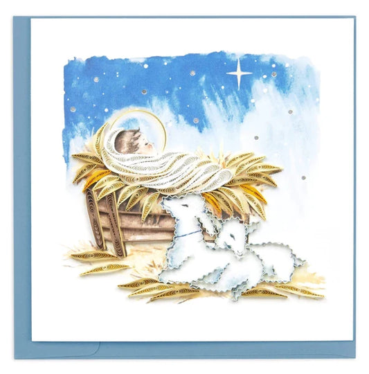 Quilling Card - Baby Jesus in Manger Christmas Card