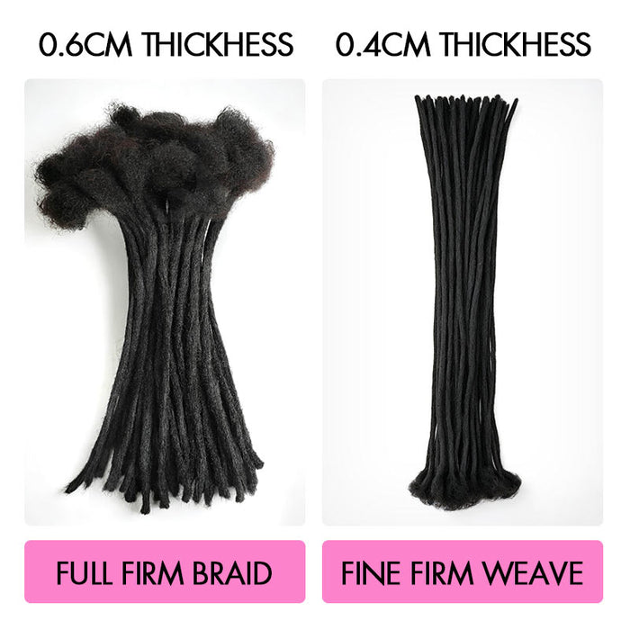 QVR 0.4cm Handmade Thin Micro Locs Human Hair Dreadlock Extensions for Women