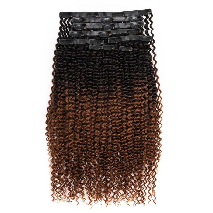 QVR #2/30 Mixed Subtle Ombre Water Wave PU Clip In Hair Extensions 9PCS 5PCS Volumizer Human Hair